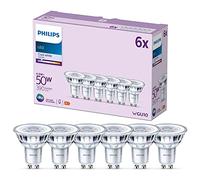 Philips LED Classic Spot Light Bulb 6 Pack [Cool White 4000K - GU10] 50W, Non Dimmable. for Home Indoor Lighting