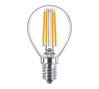 Philips Classic LED P45 6.5W (60W Equivalent) E14 SES Clear Golf Ball Bulb, Very Warm White 2700K, Energy Saving LED Filament Lamp, Small Edison Screw, Long Life Incandescent Replacement