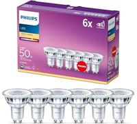 Philips LED Classic Light Bulb 6 Pack [GU10 Spot] 4.6 W - 50 W Equivalent, Warm White (2700K), Non Dimmable, Standard Range