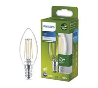 PHILIPS LED Light Bulb Classic, UltraEfficient, 40 W, 485 lm, B35, E14 4000 K, Clear Glass