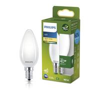 Philips Classic Ultra-efficient LED Bulb with Energy Efficiency Class A, E14 Base, Replaces 40W, Frosted, Warm White Light, Candle Shape, Pack of 1