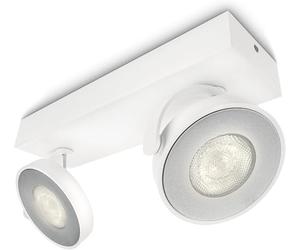 Philips Clockwork LED Wall and Ceiling Spot Light Fixture [White - Adjustable Head] 2 x4.5W, For Home Indoor Lighting, Livingroom and Bedroom