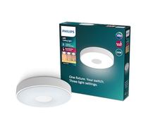 Philips Coiner LED Ceiling Light, SceneSwitch, 24W, 2800lm, 2700K Warm White Light, EyeComfort, Dimmable Ceiling Lamp, IP20, Round, White
