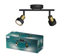 PHILIPS Conduit Spot 2-Head, GU10 not Included, Brass, IP20, Black/Gold