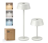 Philips Cordless Table Lamp, Portable Outdoor LED Desk Light, Rechargeable Battery Operated, 2 Adjustable Height, Touch Control & 3 Color Stepless Dimming, Waterproof Lamps for Bedroom, White