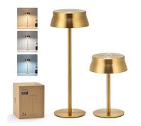 Philips Cordless Table Lamp, Portable Outdoor LED Desk Light, Rechargeable Battery Operated, 2 Adjustable Height, Touch Control & 3 Color Stepless Dimming, Waterproof Lamps for Bedroom, Gold