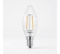 Philips CorePro LED Twisted Candle 2W 25W Equivalent ST35 E14 Clear Glass Bulb, 2700K Extra Warm White, Non Dimmable Decorative Filament Lamp for Chandeliers & Wall Lights