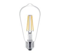 Philips CorePro 7W (60W Replacement) ST64 LED Bulb, Non-Dimmable, E27 Edison Screw, 2700K Warm White, Clear Glass Vintage Filament Decorative Lamp
