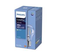 Philips CorePro LED Filament Light Bulb E27 Edison Screw 4.3W 40W Equivalent 2700K Warm White Clear Glass Energy Saving Decorative Vintage Style GLS Lamp for Home & Hospitality Use