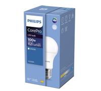 Philips CorePro LED GLS A60 13W E27 Edison Screw Bulb, Warm White 3000K, CRI90 High Colour Rendering. Energy-efficient 100W Equivalent LED lamp with Reliable, Long-Lasting Performance.