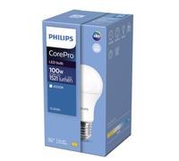 Philips CorePro LED GLS A60 Light Bulb 12.5W 100W Equivalent E27 Edison Screw, 4000K Cool White, Frosted Non Dimmable, Energy Efficient LED Lamp for Home & Commercial Lighting