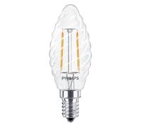 Philips CorePro LED Twisted Candle 2W 25W Equivalent ST35 E14 Clear Glass Bulb, 2700K Extra Warm White, Non Dimmable Decorative Filament Lamp for Chandeliers & Wall Lights