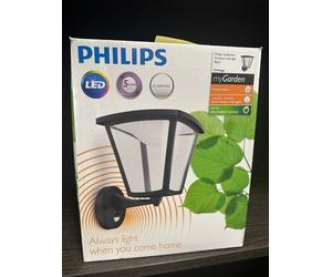 Philips Cottage LED Outdoor Wall Light Black with Sensor