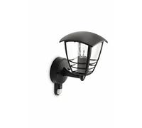 PHILIPS Creek Outdoor Wall Light, Black, E27 | Weather-Resistant, Motion Sensor Outdoor Lamp, 601, 220-240V, IP44, Lantern Decorative Design, Requires Bulb