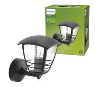 PHILIPS Creek Outdoor Wall Light, Black | IP44 Weather Resistant, Outdoor Lighting, Aluminium Material, Classic Design, E27 Bulb Compatible, Easy to Install