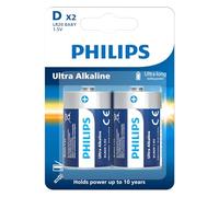 Philips D Batteries 12000mAh Alkaline D Size Cell Battery Ultra Long Lasting 1.5V R20 Batteries for Household and Office Devices 10-Year Shelf Life
