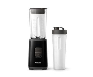 Philips Daily Collection Mini Blender and Smoothie Maker, 350W, 0.6L Jug, On-the-go Tumbler, Dishwasher Safe, Recipe App, 2 Speeds, Ice Crush, Quick Clean, Deep Black (HR2602/91)