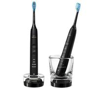 Philips Sonicare DiamondClean 9000 Electric Toothbrush, Sonic Toothbrush with App, Pressure Sensor, 4 Brushing Modes, 3 Intensity Levels, Charging Glass, Black, Dual Pack, Model HX9914/54
