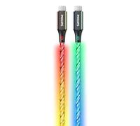 Philips DLC5130C USB-C Cable 60W PD, 3.3ft/1m, RGB Breathing Light, Fast Charging, Tangle-Free, Braided Cord for Android, MacBook, Switch, Tablet, Laptop