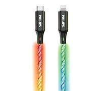 Philips DLC5130L/01 iPhone Charger Cable RGB 1M, 27W Fast Charging Lightning Cable, 480Mbps Sync, Braided Tangle-Free Cord for iPhone, iPad, MFi Compatible