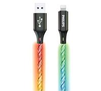 Philips DLC5130V iPhone Charger Cable RGB 1M, 18W Fast Charging Lightning Cable, 480Mbps Sync, Tangle-Free Braided Cord for iPhone, iPad, MFi Compatible