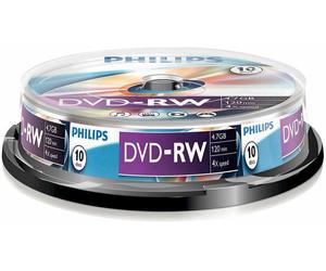 Philips - DN4S4B10F/00 - Dvd-rw 4.7gb (4x) Spindle, 10 Pack