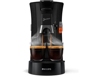 Philips Domestic Appliances Senseo Select Eco CSA240/20 Coffee Pod Machine - Coffee Strength Choice Plus Recycled Plastic Memo Function, 1450 W, 0.9 Litre, 31 x 15.5 x 31 cm, Black/Speckled