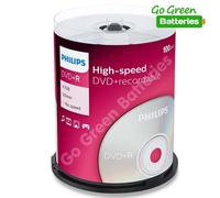 Philips DVD+R Blank Recordable Discs 4.7GB 120 Mins 1-16x Speed Spindle 100 pack