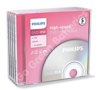 Philips DVD-R DVD-RW Blank Recordable Rewritable Discs 4.7GB 5/10/25/50/100 Pack