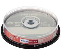 10 Philips DVD-RW RE-WRITABLE DVD's 10 Pack Spindle Blank DVD Discs