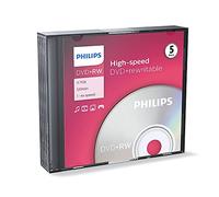 Philips DVD+RW Blank Discs 4.7 GB 4x Pack of 5 Slim Case