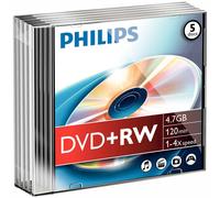 Philips - DW4S4S05F/10 - Dvd+rw 4.7gb (4x) Slim Case, 5 Pack