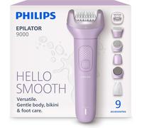 Philips Epilator Series 9000 - Cordless Wet and Dry Electric Epilator, Hair Removal for Legs, Body and Bikini, with ProGuide, 9 Accessories Including Pedicure Head, 60 min. Runtime, Model BRE728/00