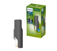 Philips Fira Outdoor Wall Light, 800 lm, 2700 K, PowerShield, IP44 Weather-Resistant, Durable, Aluminum, Modern Design, Built-in LED, Anthracite Gray