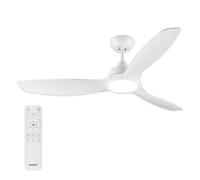 Philips Fixed-Blade Ceiling Fan with LED Light, 3 Blades, 132 cm Diameter, 2650 Lumens, Tunable White Light from 3000 K to 6500 K, Dimmable to 5%, Remote Control Included, White