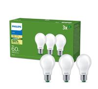 Philips Frosted Ultra-Efficient LED Bulb (3 Pack), E27, 4W Equivalent to 60W, Warm White Light 2700k, Energy Efficiency A