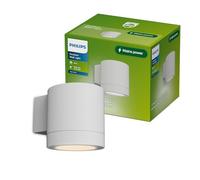 Philips Fylx Outdoor Wall Light, Aluminum, White | Warm White Light, E27 GU10 Bulb Sold Separately, IP44 Weather-resistant, Easy to Install, Uses Mains Power, Smart Home