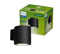Philips Fylx Outdoor Wall Light + GU10 LED Bulb,Warm White Light, IP44 Weather-Resistant, Durable, Aluminum, Modern Design, Black