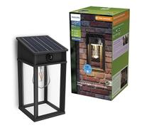 Philips Geri 1 Pack Solar LED Outdoor Motion Sensor Light 2700K Square Black 500 Lumens High Brightness Glass Metal