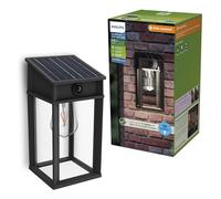 Philips Geri UltraEfficient Outdoor Solar Wall Light, Replaceable Solar Bulb, Motion Sensor, 4000K, Square, Black
