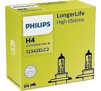 PHILIPS H4 LongerLife Car Headlight Bulb 12V 60/55W P43t-38 12342ELC2 Twin