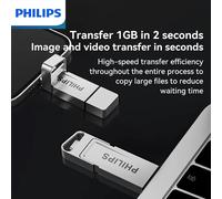 Philips high-speed dual-port solid-state USB flash drive dual interface USB-A&TYPE-C mobile computer / dual-use USB flash drive Silver