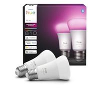 Philips Hue Smart A60 LED Bulb, White and Color Ambiance, E27 Base, 6W, Full Spectrum Light 1000K-20000K, 810 Lumens, Dimmable Mood Lighting, Smart Lighting Works with Alexa, Google, and Apple, 2 Pack