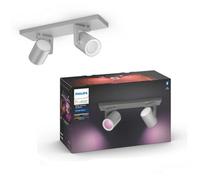 Philips Hue Argenta White & Colour Ambiance Smart Twin Ceiling Spotlight Bar LED [GU10] with Bluetooth, Aluminium. Works with Alexa, Google Assistant