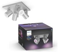 Philips Hue Argenta White & Colour Ambiance Smart 4X Ceiling Spotlight Plate LED (GU10) with Bluetooth, Aluminium, Works with Alexa, Google Assistant