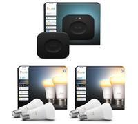 Philips Hue Bundle - 2X Twin Packs White Ambiance 810 A60 E27 Smart Bulbs (4 Bulbs) + Hue Bridge Pro Smart Hub | Wireless Smart Lighting, Warm to Cool Light, Works with Alexa & Google Home
