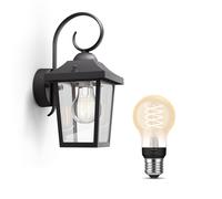 Philips Hue Buzzard Wall Lantern Black + E27 White Filament Led Bulb
