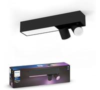 Philips Hue Centris White and Colour Ambiance Smart Ceiling Bar Light, 2X SpotLights [GU10 Spot] with Bluetooth, Black. Works with Alexa, Google