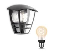 Philips Hue Cr ase Wall Lantern Black + E27 White Filament Bulb