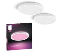 Philips Hue Devote Smart LED Panel Light, White and Color Ambiance, Round 30cm, 16.6W, 2000 Lumens, White Frame for Indoor Home Lighting, Ceiling, Living Room, Kitchen, Hallway, 2 Pack, S